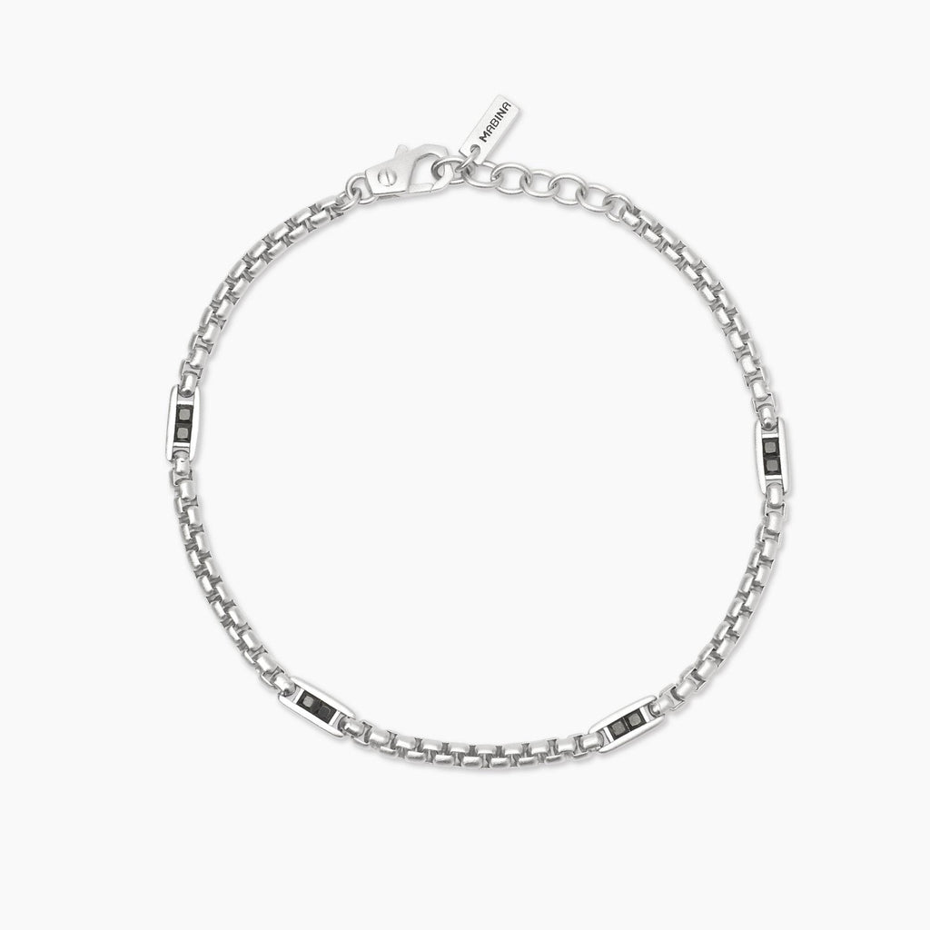 Bracciale Mabina uomo Catena veneta con inserti neri