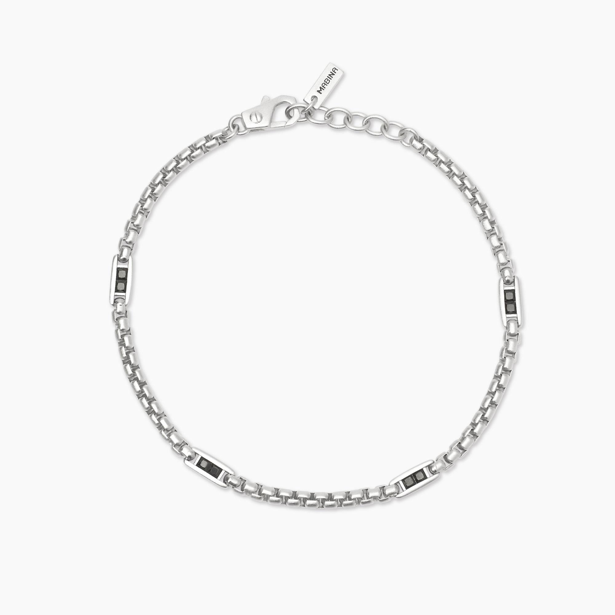 Bracciale Mabina uomo Catena veneta con inserti neri