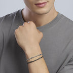 Bracciale Mabina uomo Catena veneta con inserti neri