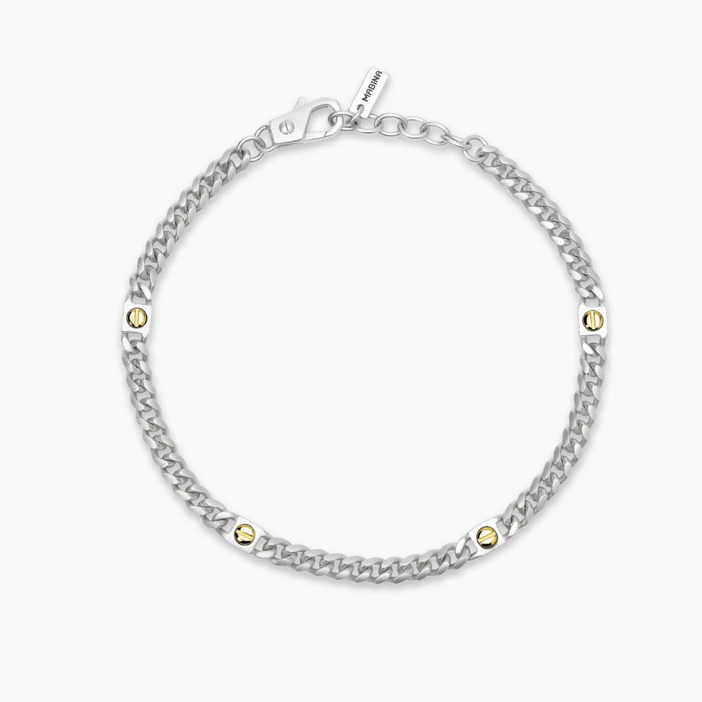 Bracciale Mabina uomo Catena groumette e dettaglio oro
