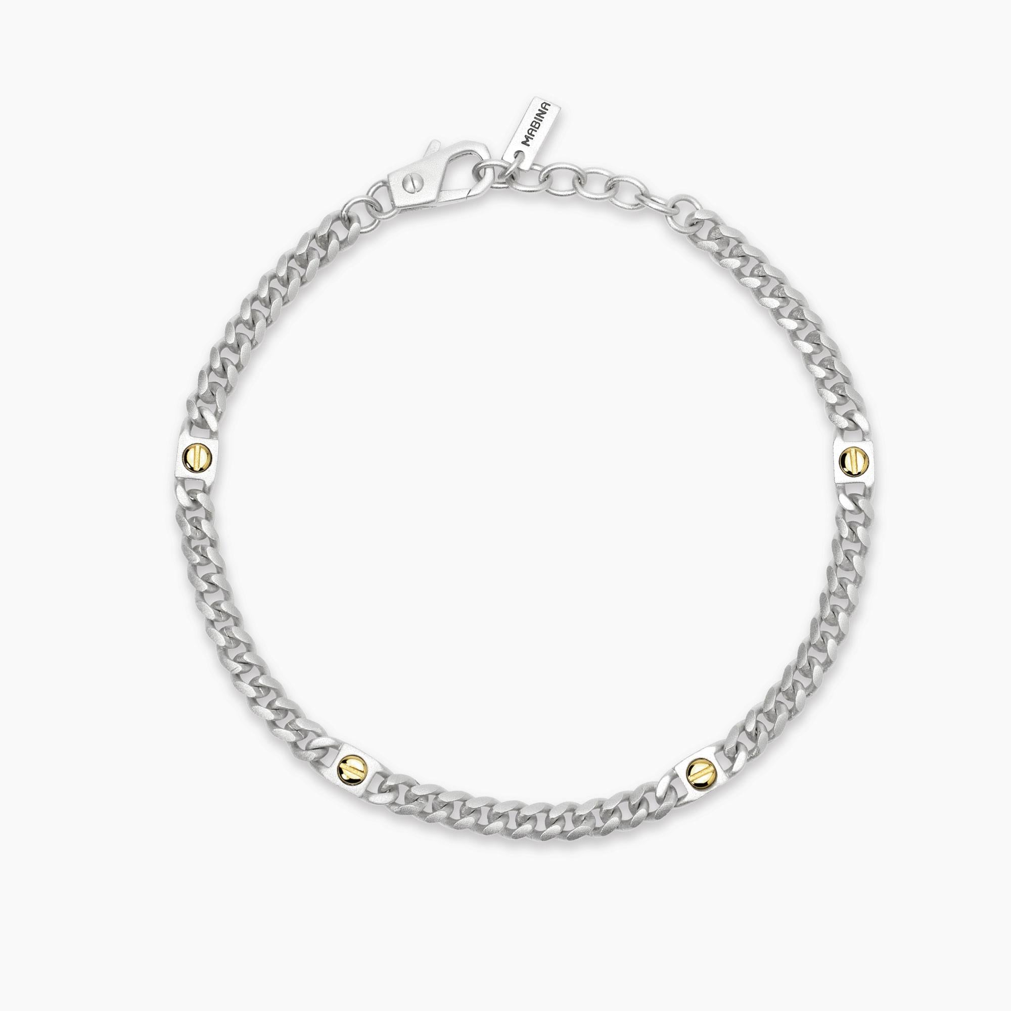 Bracciale Mabina uomo Catena groumette e dettaglio oro