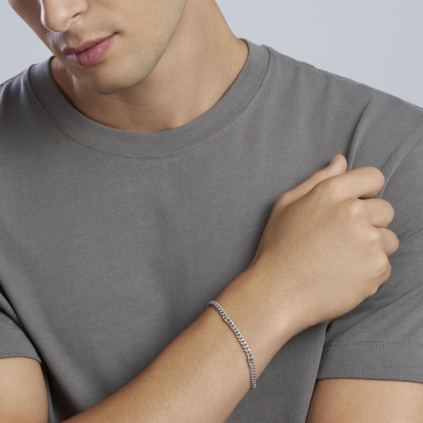 Bracciale Mabina uomo Catena groumette e dettaglio oro