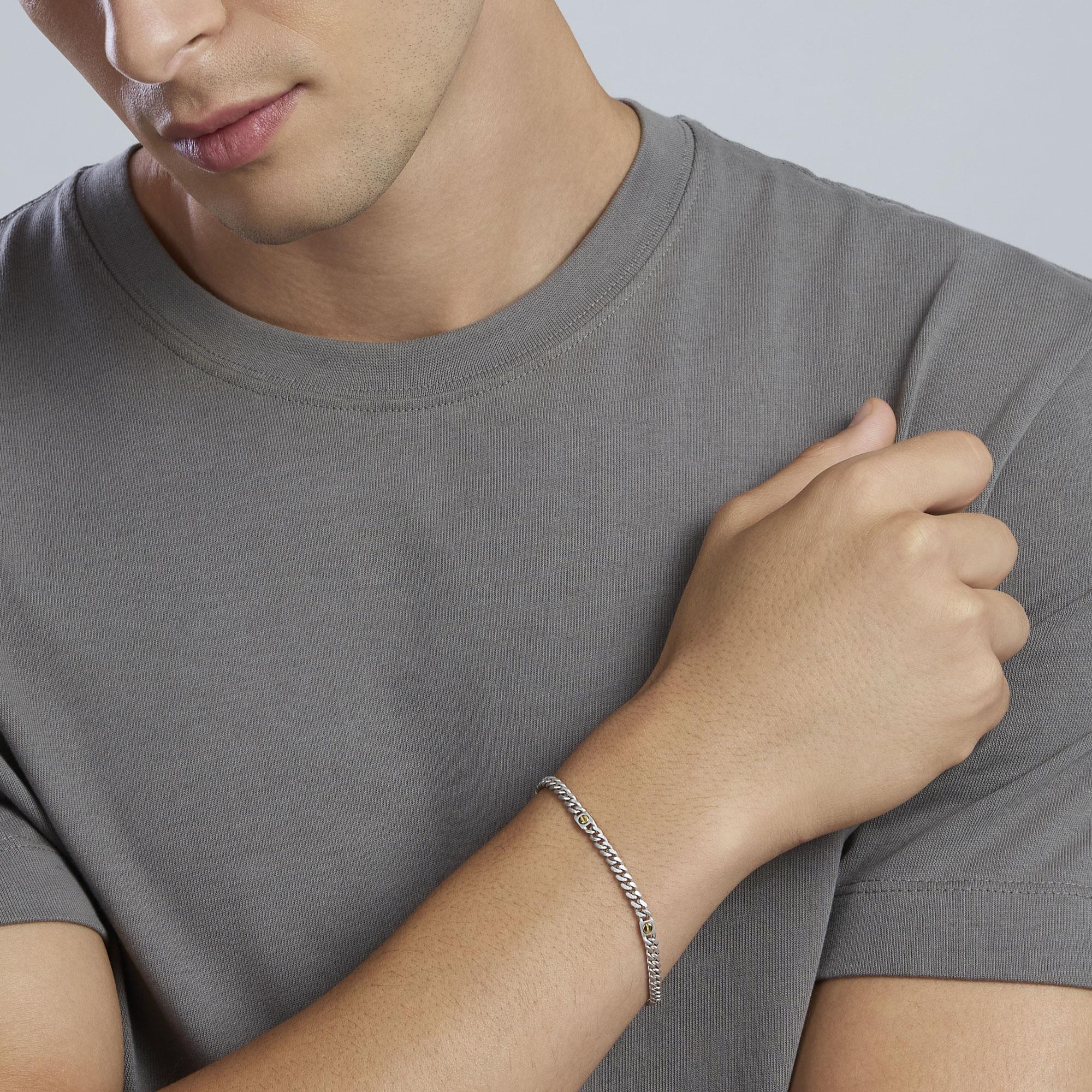 Bracciale Mabina uomo Catena groumette e dettaglio oro