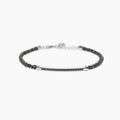 Bracciale Mabina uomo Ematite grigia e piastra con zirconi