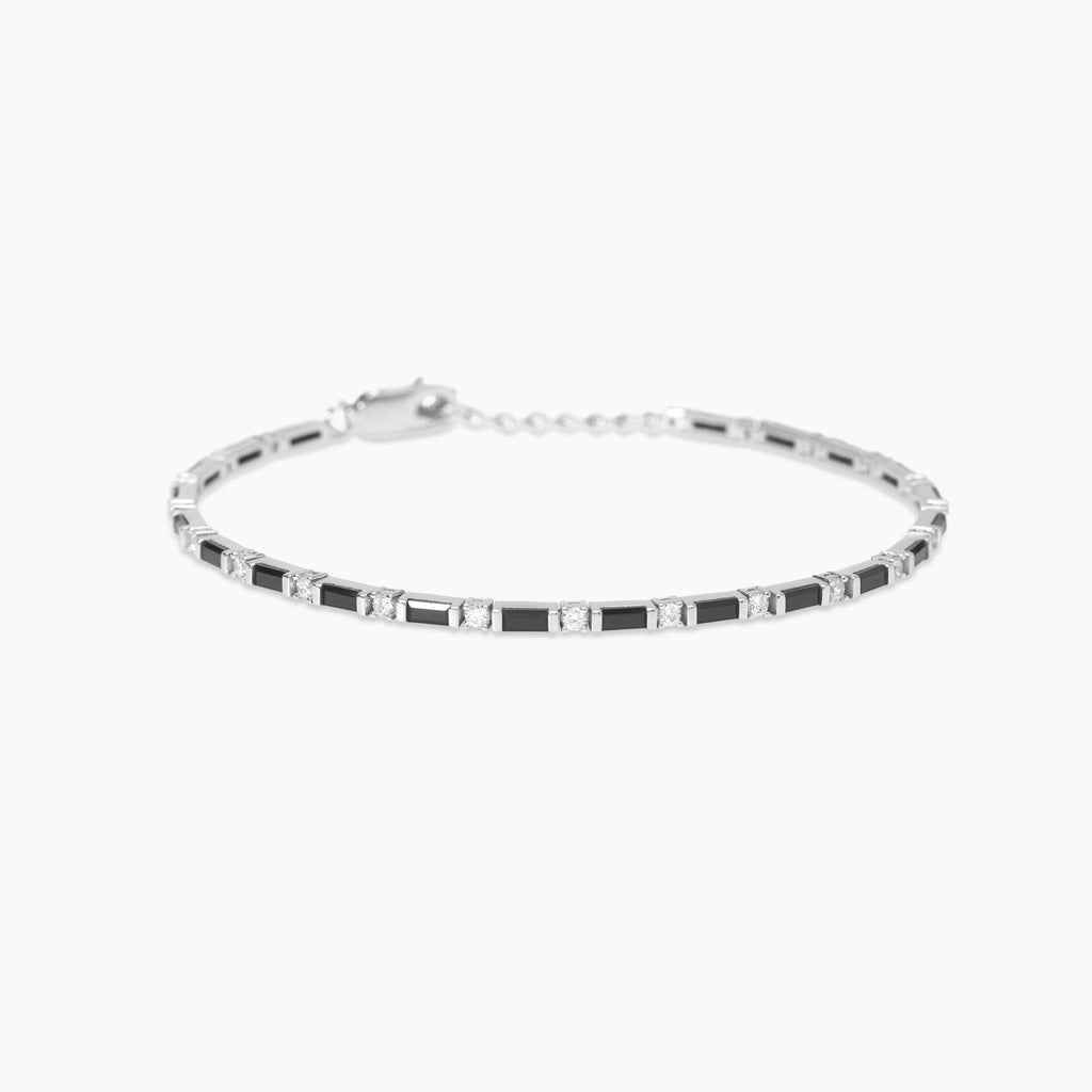 Bracciale Mabina uomo Tennis con zirconi neri e bianchi
