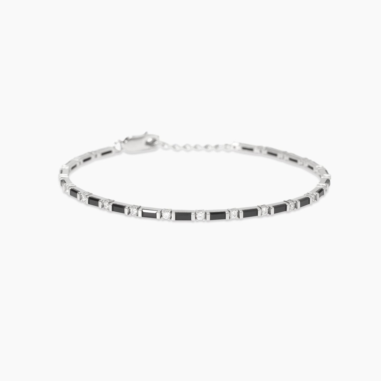 Bracciale Mabina uomo Tennis con zirconi neri e bianchi