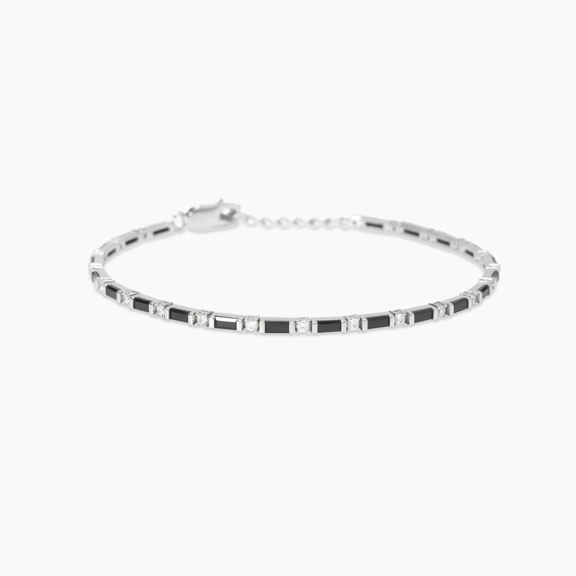 Bracciale Mabina uomo Tennis con zirconi neri e bianchi