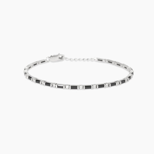 Bracciale Mabina uomo Tennis con zirconi neri e bianchi