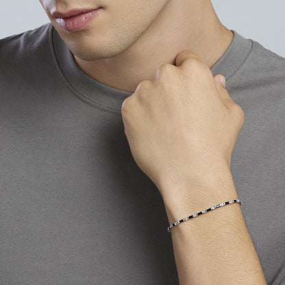 Bracciale Mabina uomo Tennis con zirconi neri e bianchi