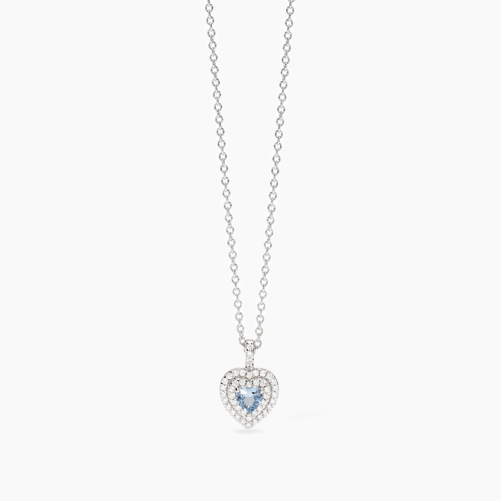 Collana Mabina donna Cuore con acquamarina sintetica e zirconi