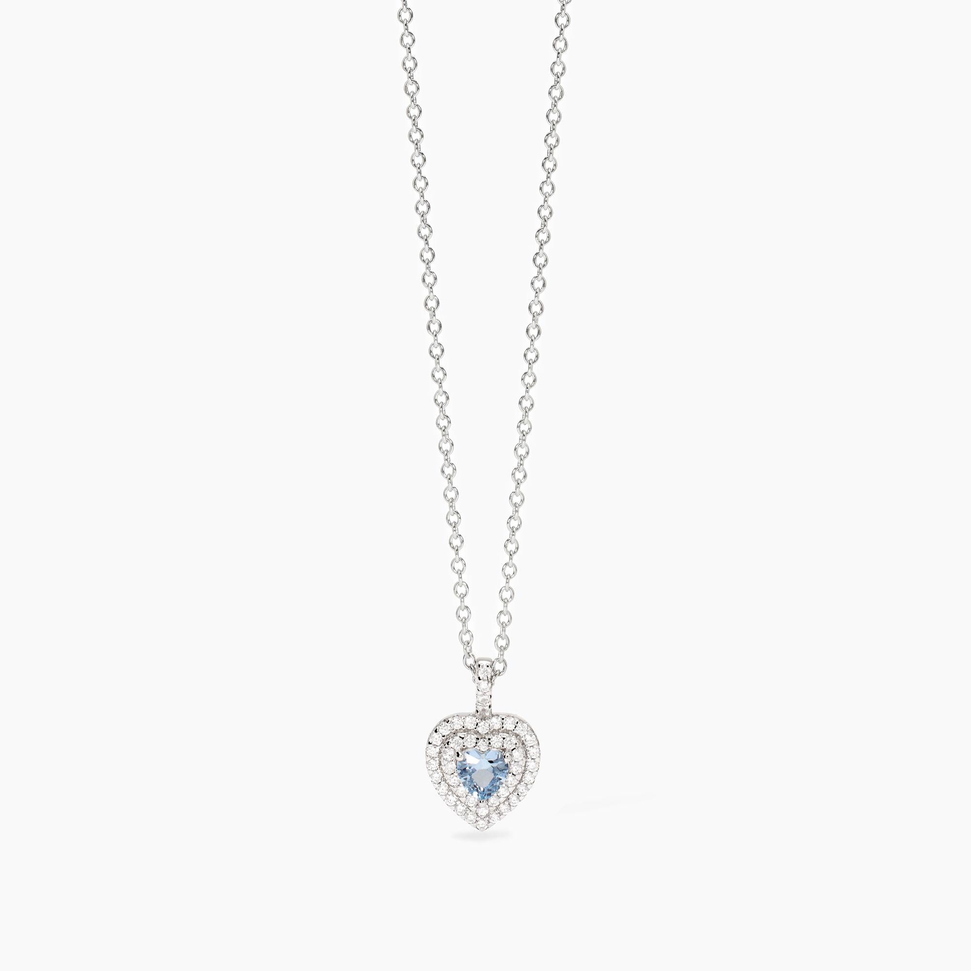 Collana Mabina donna Cuore con acquamarina sintetica e zirconi