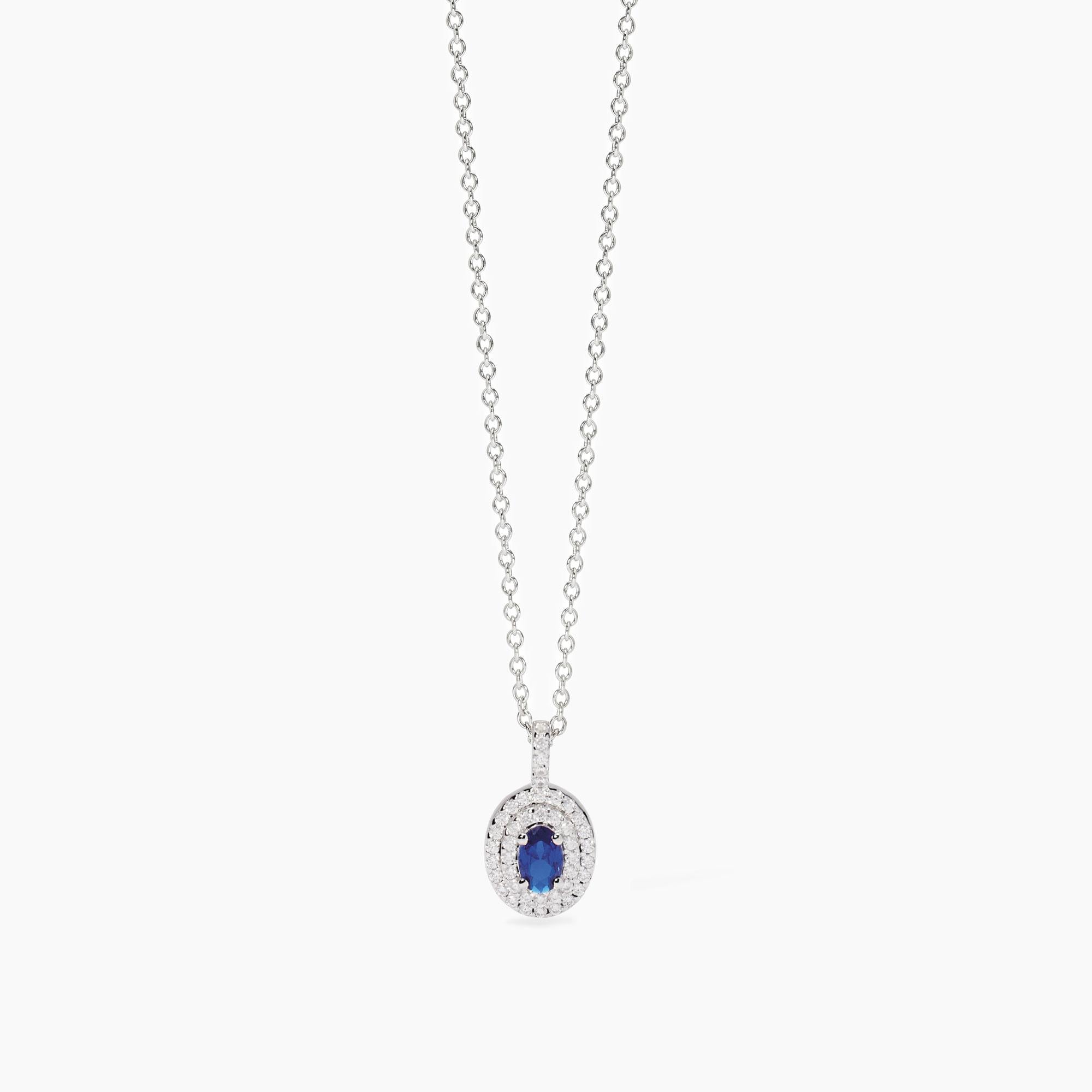 Collana Mabina donna con zaffiro sintetico e zirconi