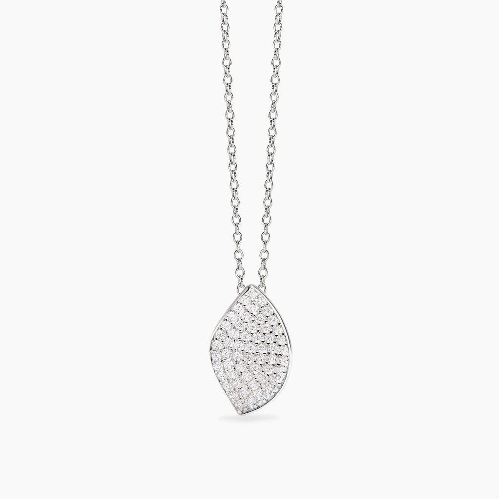 Collana Mabina donna Foglia in pavè di zirconi