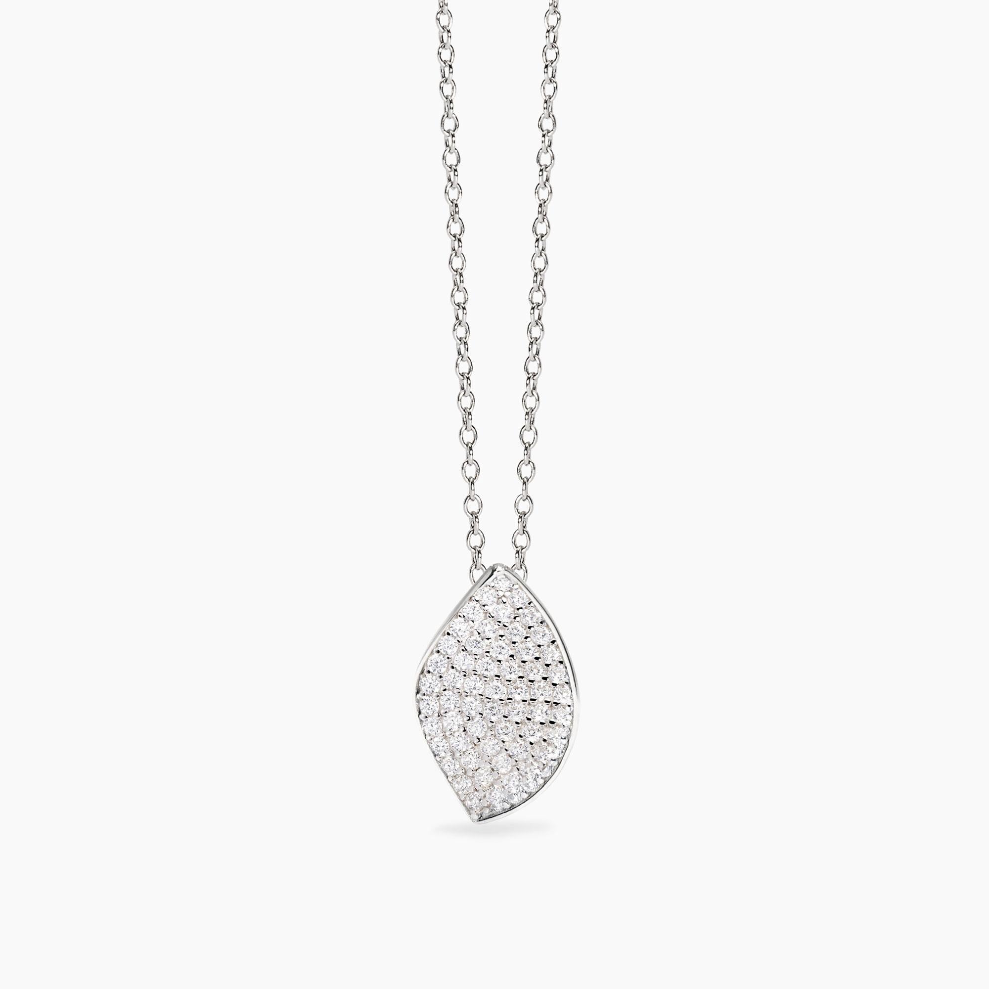 Collana Mabina donna Foglia in pavè di zirconi