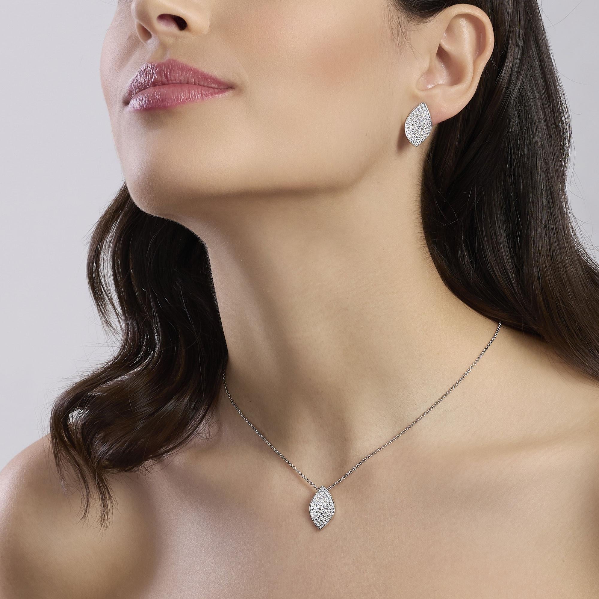 Collana Mabina donna Foglia in pavè di zirconi