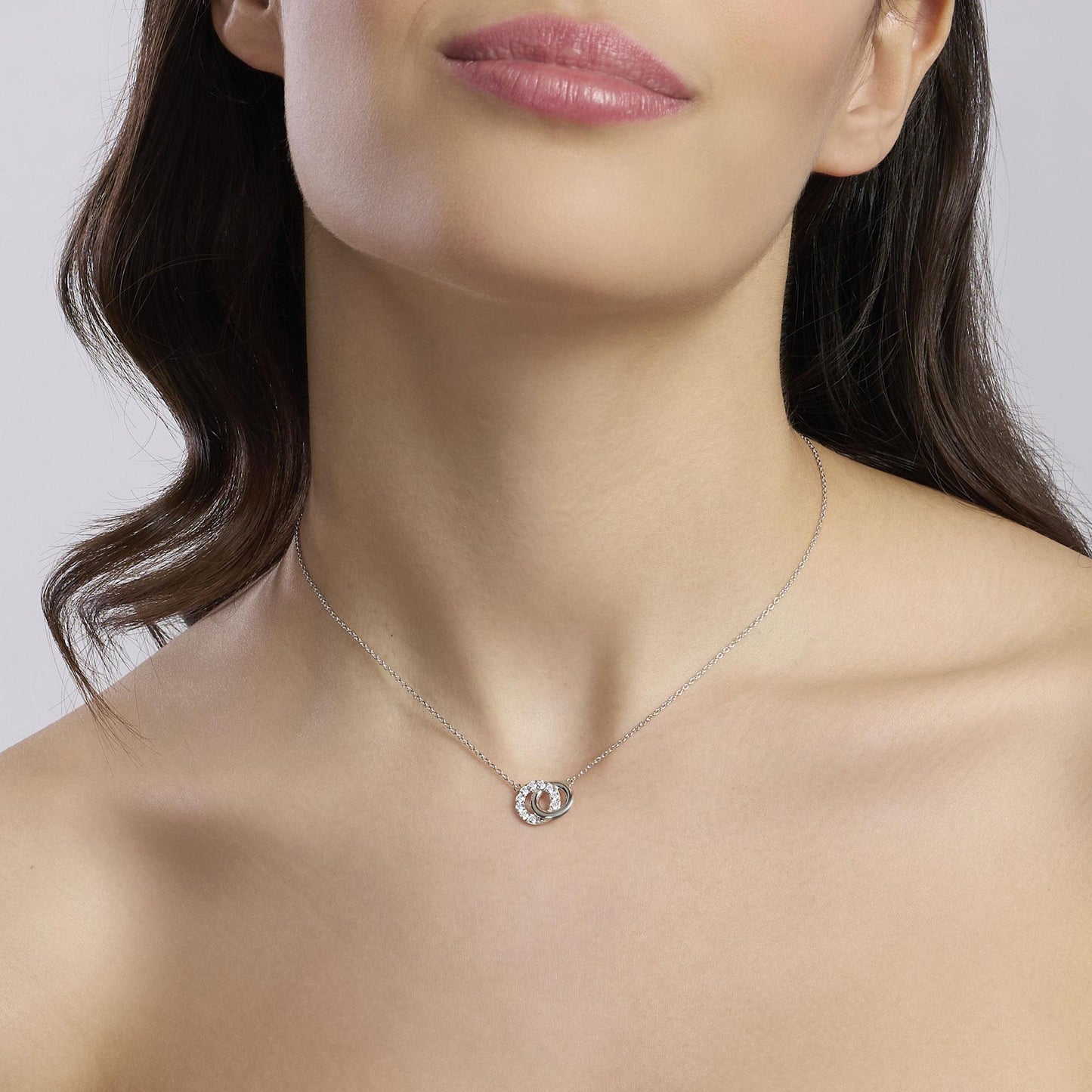 Collana Mabina donna Doppio cerchio con zircoconi