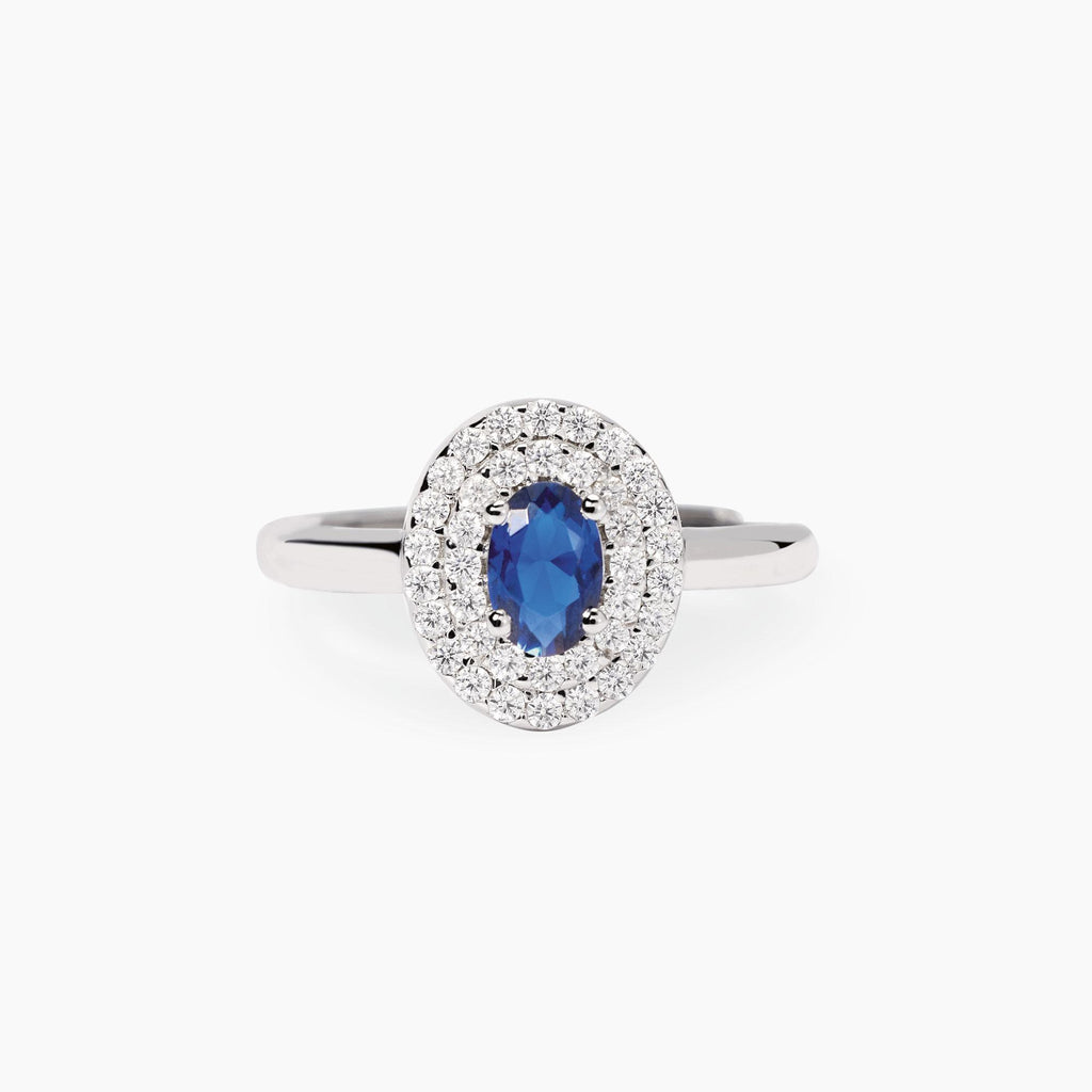 Anello Mabina donna con zaffiro sintetico e zirconi