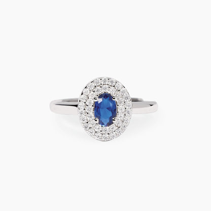 Anello Mabina donna con zaffiro sintetico e zirconi