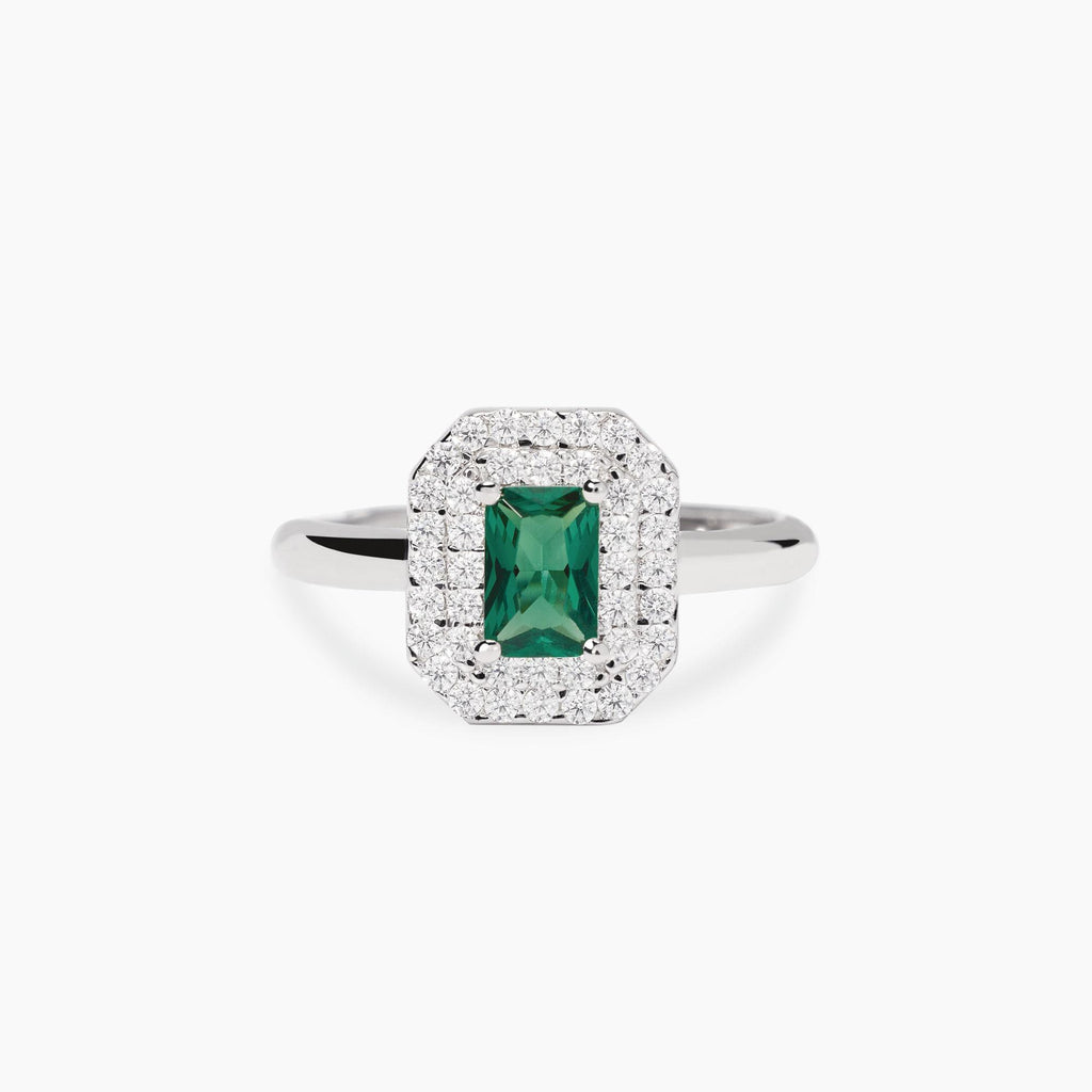 Anello Mabina donna Con smeraldo sintetico e zirconi bianchi