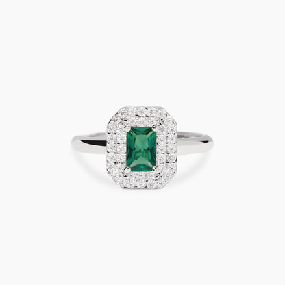 Anello Mabina donna Con smeraldo sintetico e zirconi bianchi