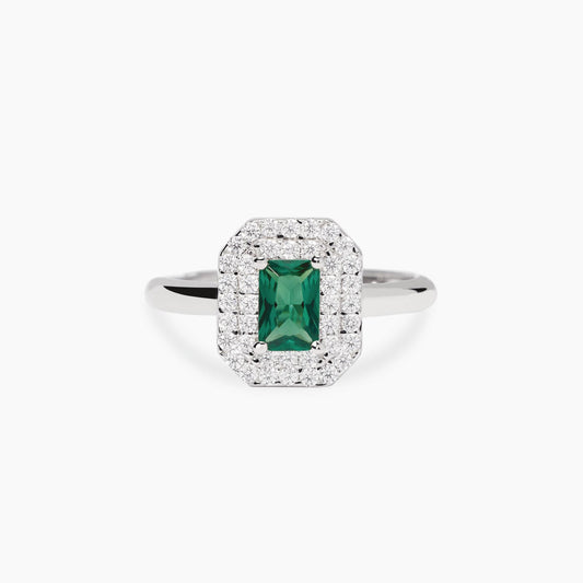Anello Mabina donna Con smeraldo sintetico e zirconi bianchi