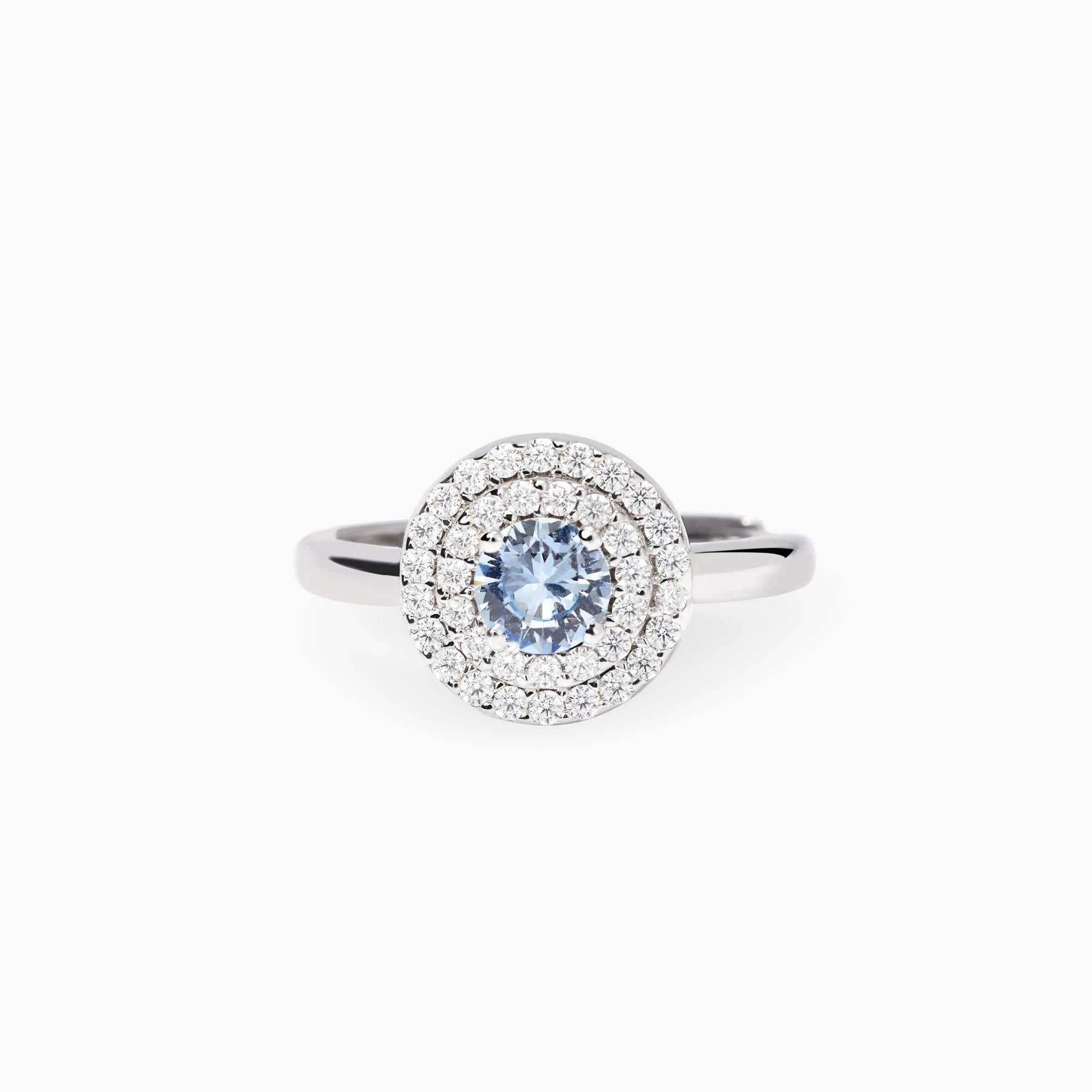 Anello Mabina donna Con acquamarina sintetica e zirconi bianchi