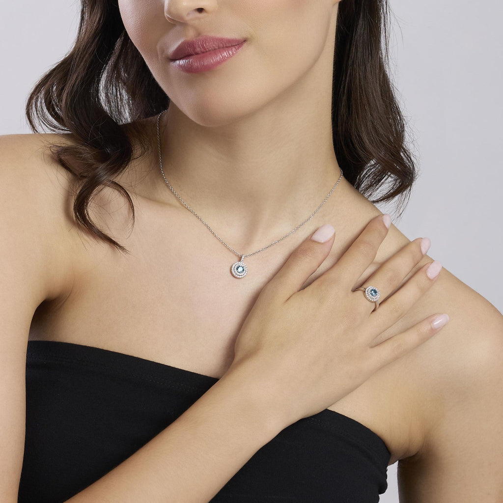 Anello Mabina donna Con acquamarina sintetica e zirconi bianchi
