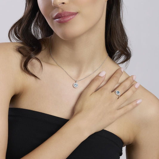 Anello Mabina donna Con acquamarina sintetica e zirconi bianchi