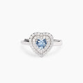 Anello Mabina donna Cuore con acquamarina sintetica e zirconi bianchi
