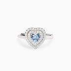 Anello Mabina donna Cuore con acquamarina sintetica e zirconi bianchi