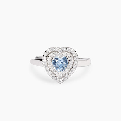 Anello Mabina donna Cuore con acquamarina sintetica e zirconi bianchi