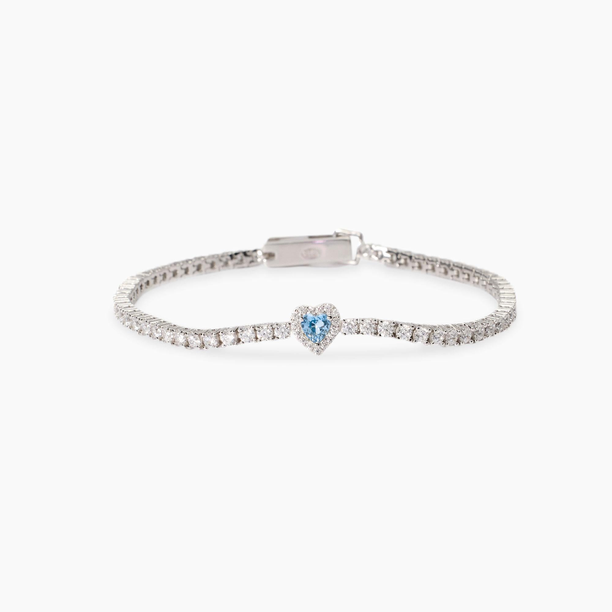 Bracciale donna Mabina Tennis con cuore acquamarina sintetica