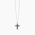 Collana Mabina donna Croce con zaffiro sintetico e zirconi