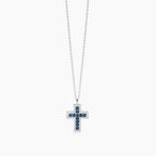 Collana Mabina donna Croce con zaffiro sintetico e zirconi
