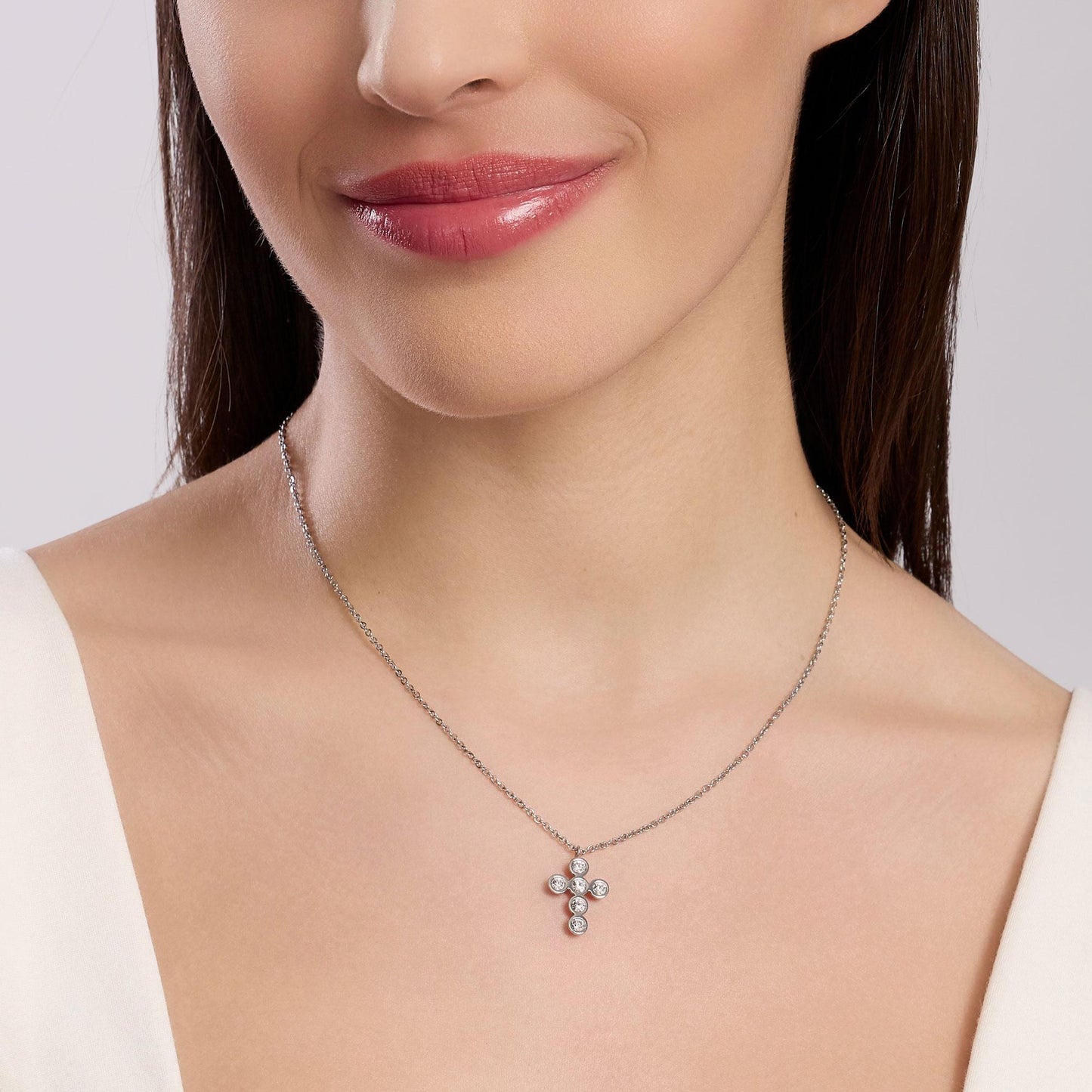 Collana Kidult Style con croce e cristalli