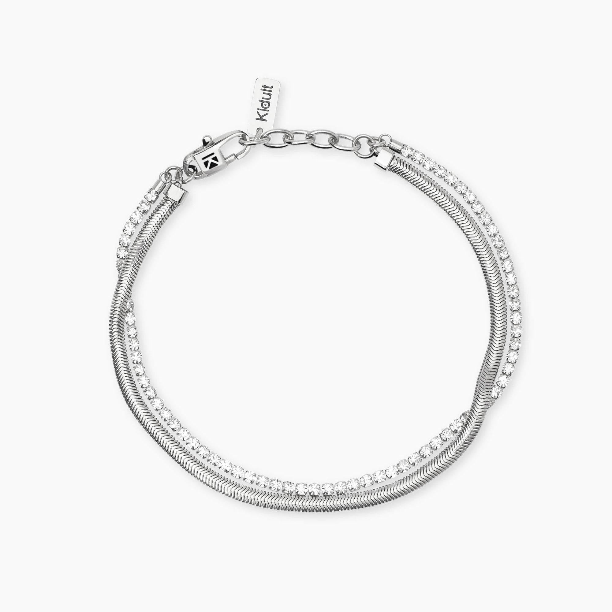 Bracciale Kidult uomo Catena snake e tennis di cristalli