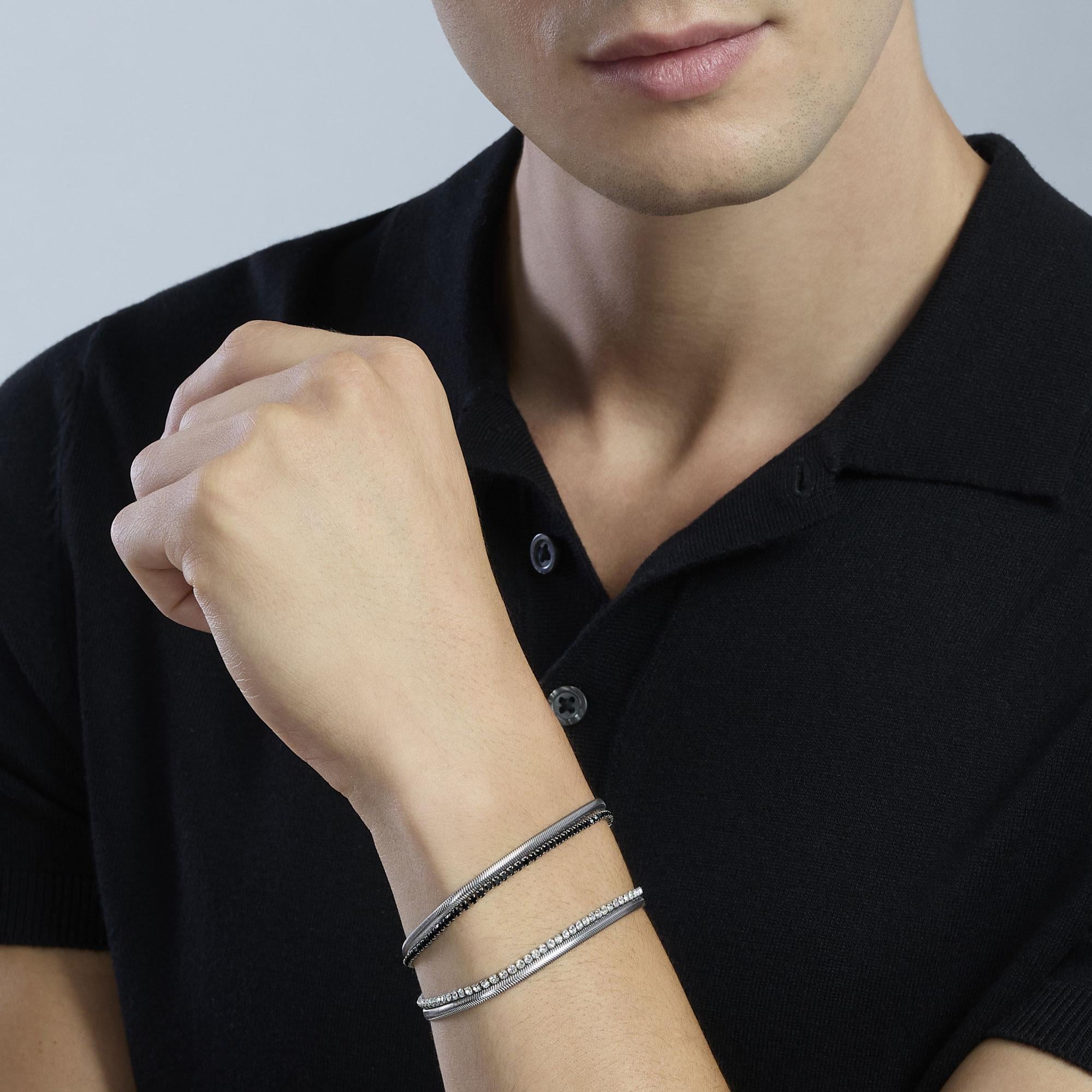 Bracciale Kidult uomo Catena snake e tennis di cristalli