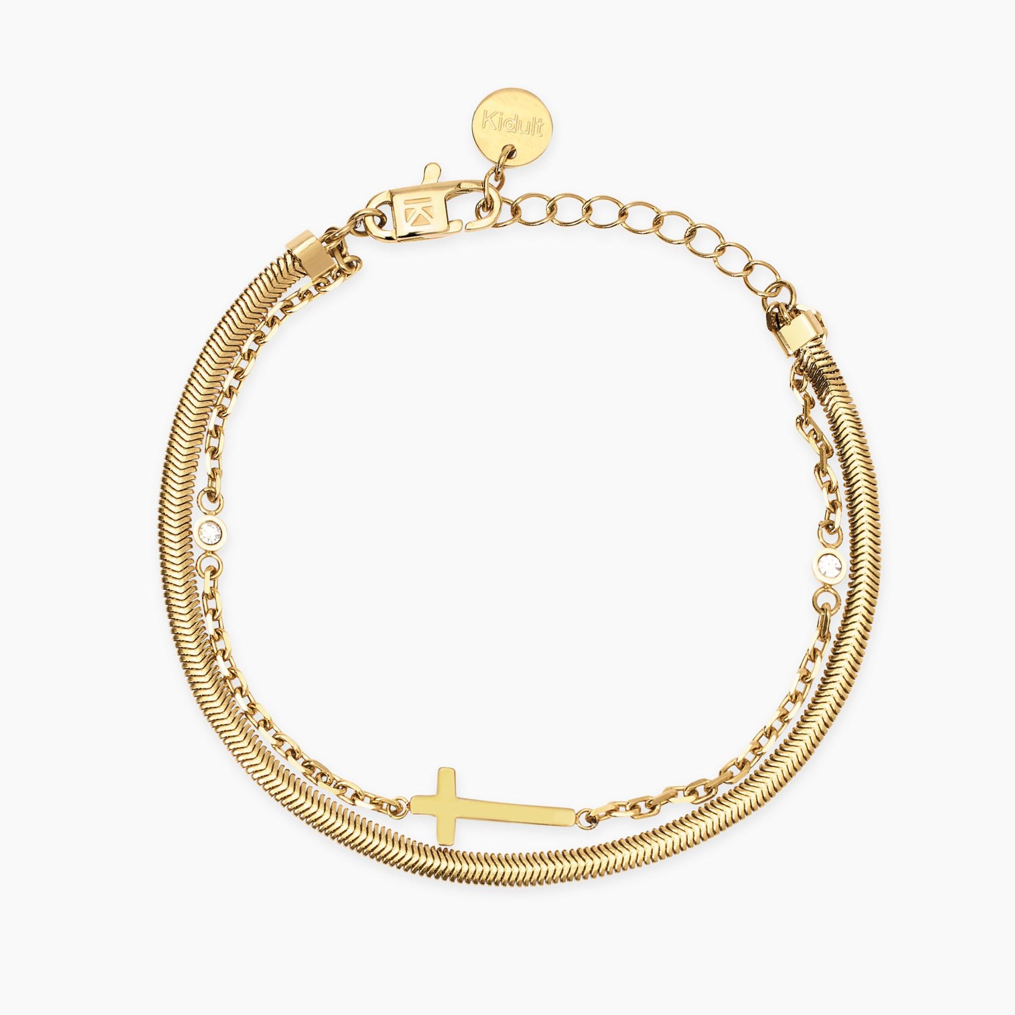Bracciale Kidult Style donna con catene e croce
