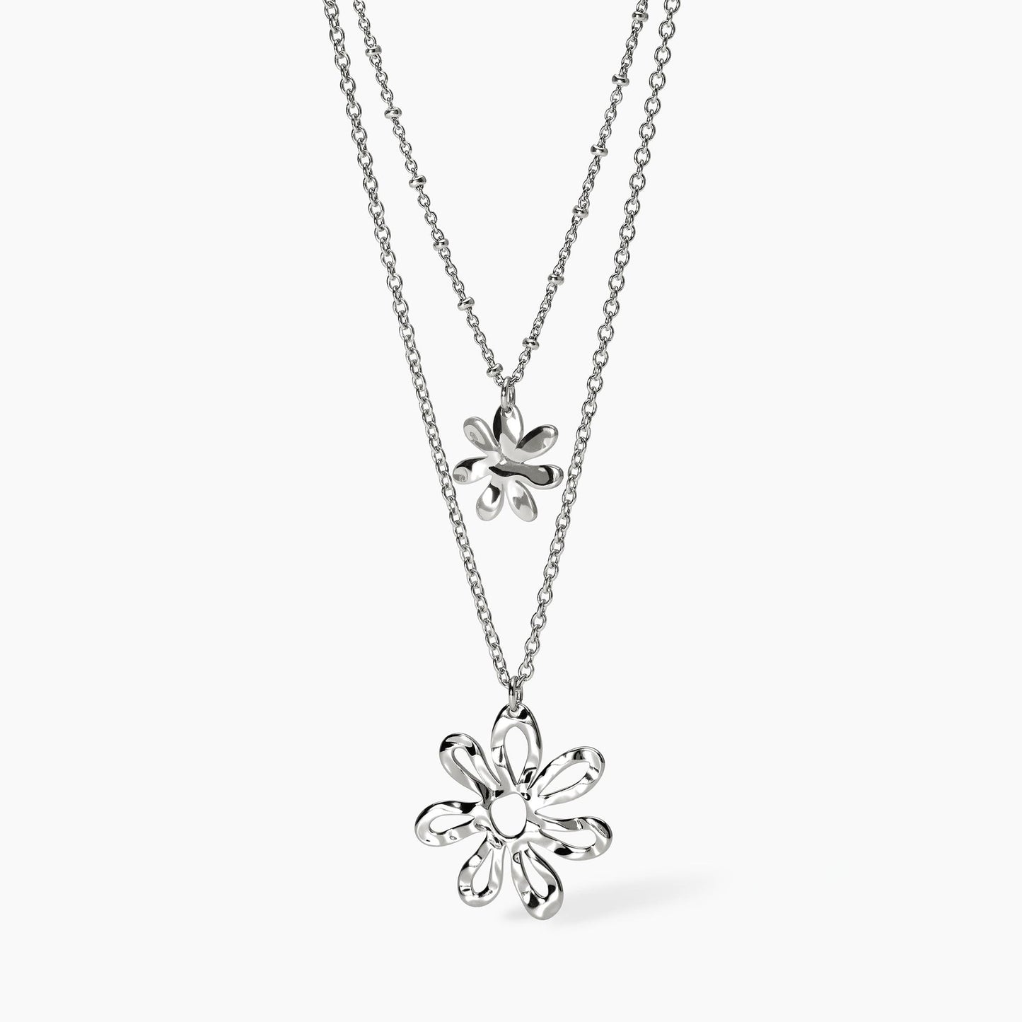 Collana Kidult donna con doppia catena e fiori pendenti