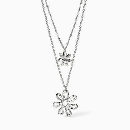 Collana Kidult donna con doppia catena e fiori pendenti