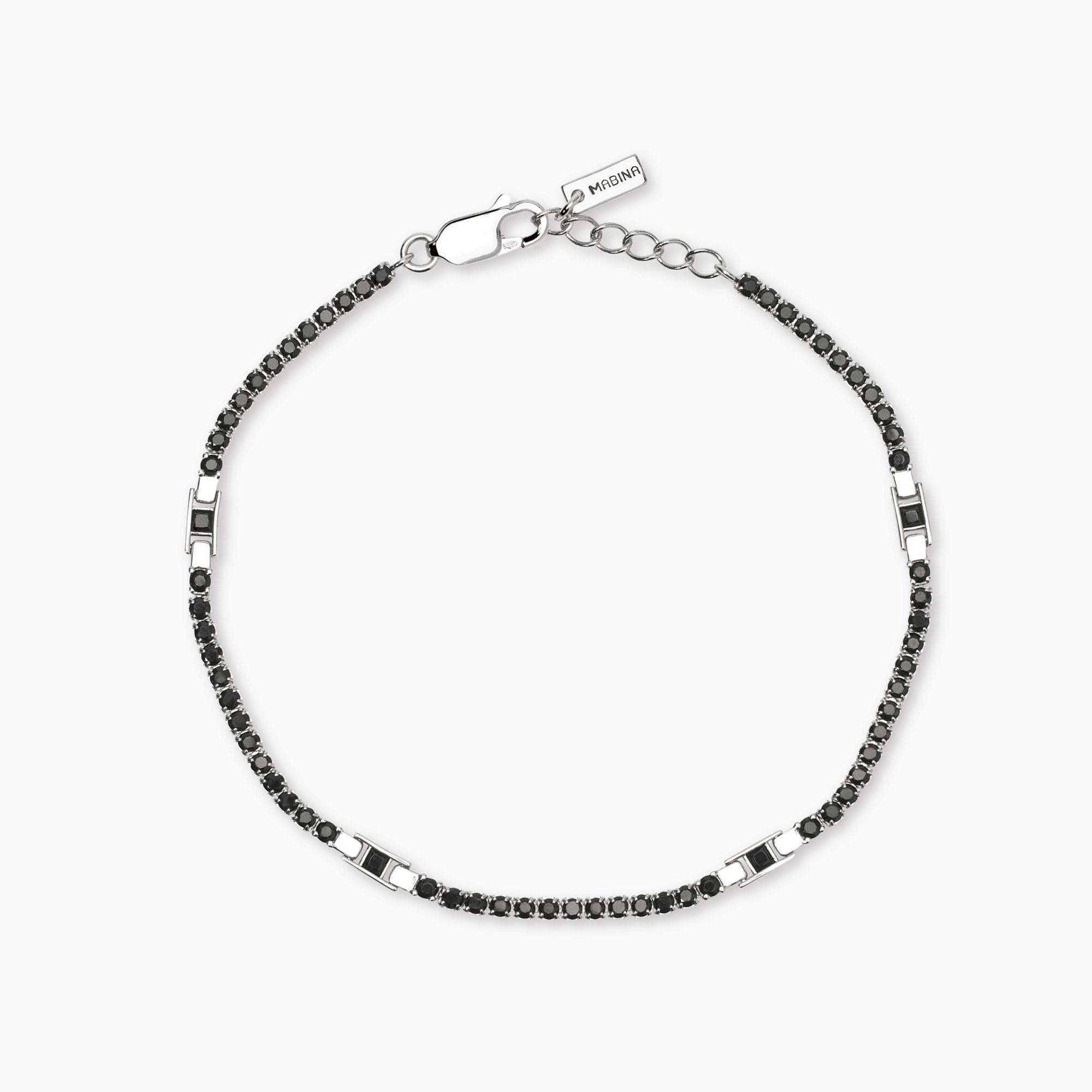 Bracciale Mabina uomo Tennis con zirconi neri