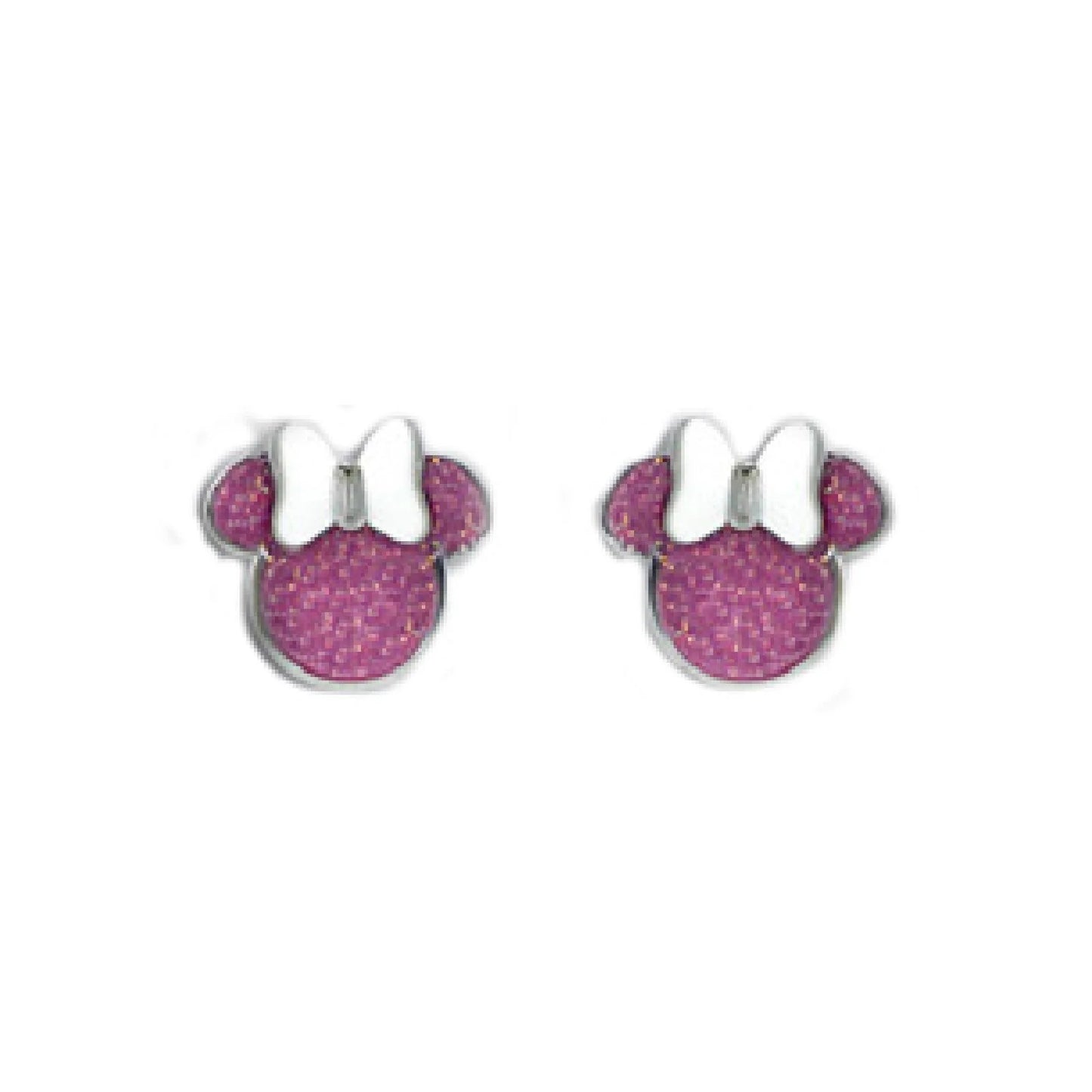 Orecchini a lobo bimba Disney Minnie con glitter rosa
