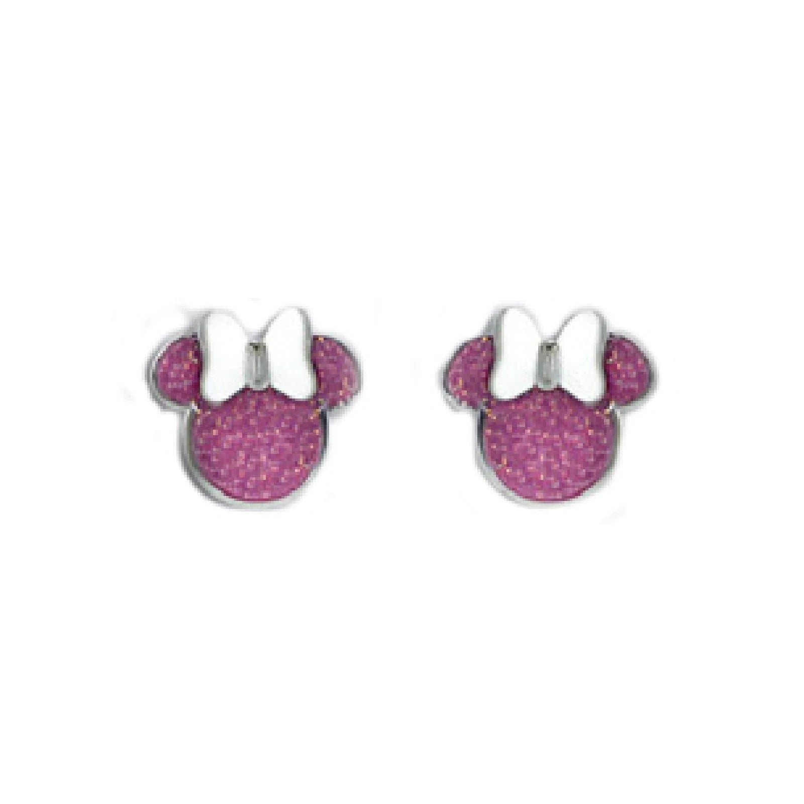 Orecchini a lobo bimba Disney Minnie con glitter rosa