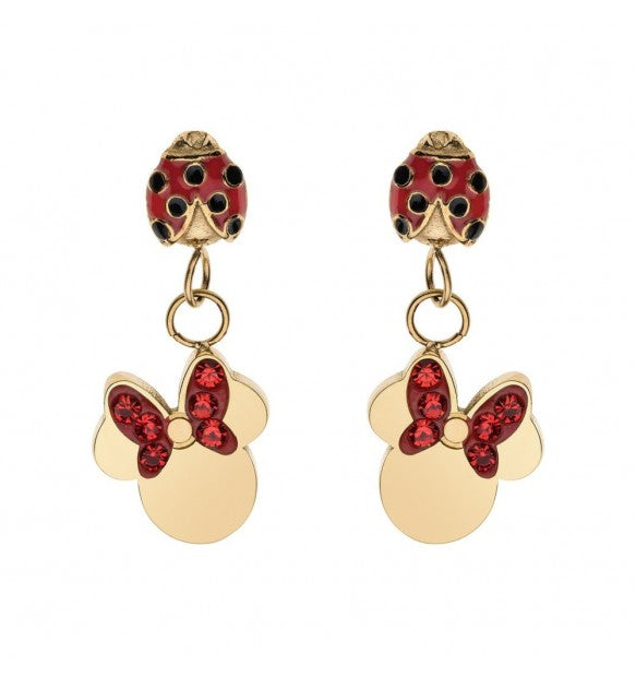 Orecchini a lobo bimba Disney Minnie coccinella gold