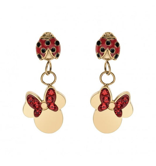 Orecchini a lobo bimba Disney Minnie coccinella gold