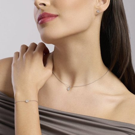 Collana Mabina donna Quadrifoglio con diamante lab grown