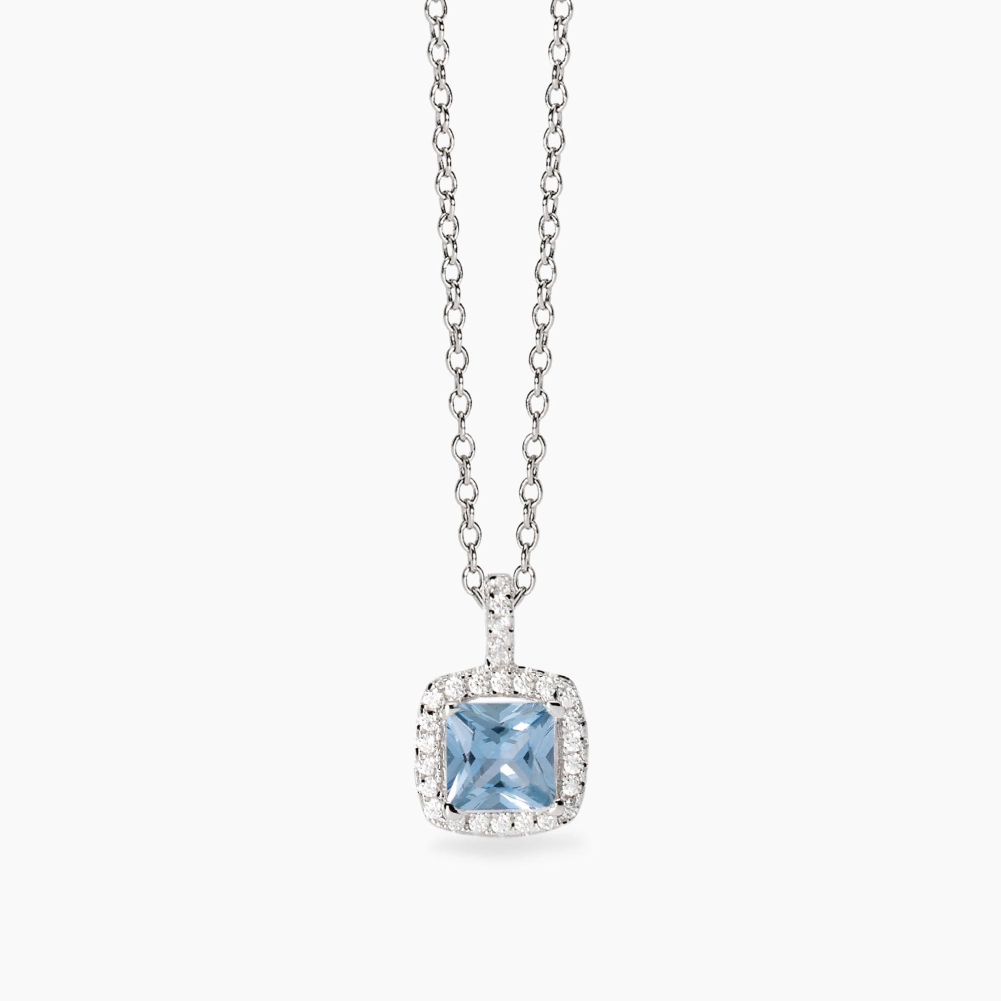 Collana Mabina donna Acquamarina sintetica taglio princess