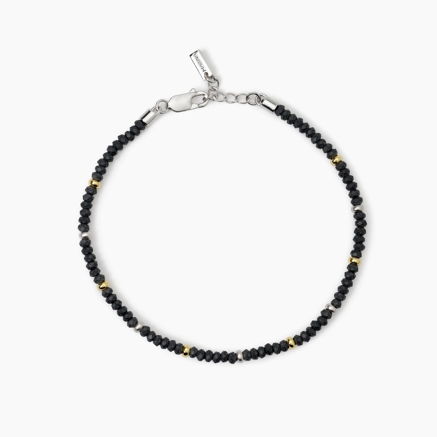 Bracciale Mabina uomo Ematite e inserti dorati