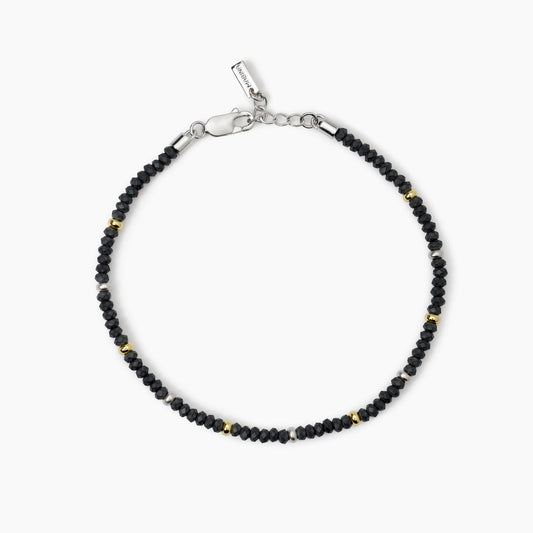 Bracciale Mabina uomo Ematite e inserti dorati