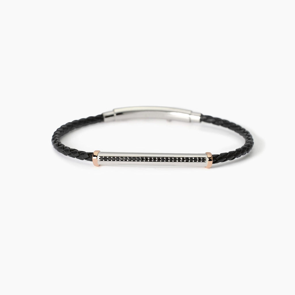 Bracciale Mabina uomo in lab leather con piastra SMARTER
